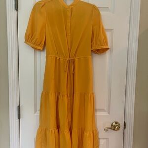 POPSUGAR Yellow Tiered Puff Sleeve Sundress